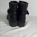 Black Combat Moto Boots with Silver Hardware Size 6.5 Photo 3