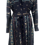 Finley Taos in Navy Blue Western Horse Embroidered Belted Shirt Dress M Size M Photo 0
