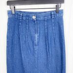 Vintage 80s 90s Forenza Sportswear Denim Maxi Skirt Size 10 Button Slit Pleated Blue Photo 2