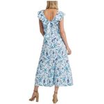 H by Halston NWT H Halston Sleeveless Batik Blossom Angle Blue Ruffled Strap Dress Photo 7