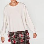 ZARA  Oversized Sweatshirt Plush Long Sleeve Dress w/ Tweed Detail Size S NWT. Photo 0