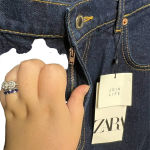 ZARA  Cropped ZW Premium Straight Leg Dark Wash Jeans‎ Blue Size US 12 Photo 3