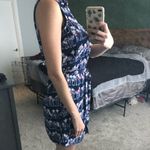 EXPRESS Womens Palm Tree Print Button Up Waist Tie Dress Navy Size Medium Photo 8