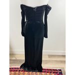 Badgley Mischka  Black Velvet Off Shoulder Long Sleeve Evening Gown Size 4 Photo 14