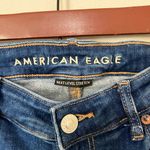 American Eagle Dark Wash Distressed High V-Rise Shortie Jean Shorts Size 12 Photo 2