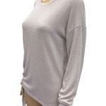 Nine West  Long Sleeve Side Ruched Drop Shoulder Lavender Striped Soft Top XS Photo 4