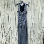 Cache Silver Metallic Beaded Embellished Evening Gown Maxi Dress 0 XS Y2K Photo 2