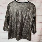 Rebecca Malone  Women’s Gold and Black Shimmer Sheen Stretchy Blouse Sz M Photo 4