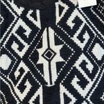 Geometric pattern black and white knit natural fabric tote shoulder Bag purse Photo 2