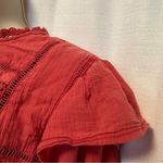 Free People  Laura Western Top Red Berry Size XS Boho Embroidered FLAW Repaired Photo 5