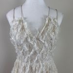 J.‎ ING Cream Lace Shag Strappy Open Back MIDI Dress Size Medium Photo 1