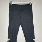 Onzie  Charcoal Gray Side Ladder Cut Outs Cropped Leggings Photo 3