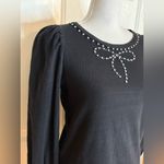Loft  Women's Sparkle Bow Cozy Puff Sleeve Sweatshirt size XS Photo 2