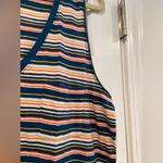 Madewell NWOT Size XL V Neck Cotton Tank Top Teal Cream Stripe Cotton Soft Photo 2