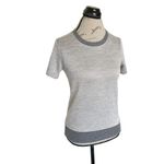 Adidas Womens Knit Blouse Crewneck Short Sleeve Gray Logo Sporty Athletic Small Photo 7