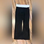 PINK - Victoria's Secret  Black Yoga Fold Over pants with Gray Waistband Photo 1