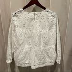 J.Crew Cute white cotton breezy  eyelet top lined boho preppy coastal beach Photo 4