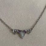 Disney  Silver Toned Necklace With Heart Pearl Pendant Photo 6