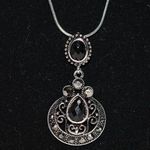 Source Unknown VTG Victorian Gothic Filigree Silver Tone Black Rhinestone Snake Chain Necklace Photo 1