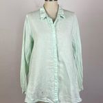 Eileen Fisher Light Green Irish Linen Button Down Photo 0