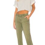Sunday Revolve Le Soleil Pant Contrast Stripe Frayed Hem in Cactus Size 28 NWT Green Photo 2