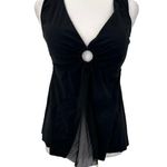 Amoressa Tankini Swim Top Sheer Front Panel Circle Detail Size Medium Black Photo 2