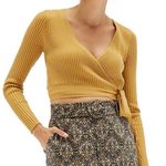 MINKPINK Brown Gold Ribbed Wrap Top Photo 0