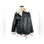 OW Collection STOCKHOLM JACKET Faux Leather Shearling Lined Biker Black M Size M Photo 5