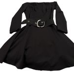 Romeo + Juliet Couture Romeo Juliet Couture Dress Junior Size M Black Long Sleeve Taffeta Pockets Belt Photo 1