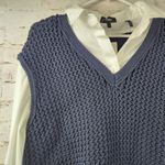 Theory Woven Combo Vest Shirt in Navy & White Size Large NWT Sweater Photo 3
