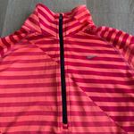 Nike Striped Pink and Red Quarter-Zip Pullover Photo 2