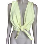 Signature Eight Yellow Denim Tie Front Crop Top Size L Photo 1