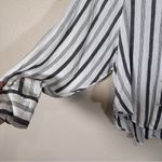 Calypso St. Barth  Grey White Linen Button Down Shirt Womens L Classic Beachy Top Photo 10