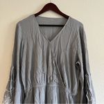 Boutique  Gray / Dusty Blue Long Sleeve Floral Embroidered Romper Size Large Photo 1