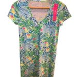 Lilly Pulitzer NWT  Etta T-Shirt Dress Relaxed Fit Dress Teal, Turquoise Pink XXS Photo 2