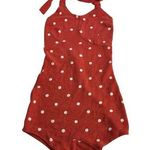 Wildfox orange polka dot one piece halter Tie tank top Bodysuit Size S Photo 0