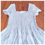 Pink Lily  Midi Dress Medium Blue Square Neck Smocked Short Sleeve Boutique NWT Photo 5