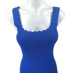 Moocci Blue Rib Knit Scalloped Sleeveless Midi Camisole Bodycon Tank Dress S/M Photo 2