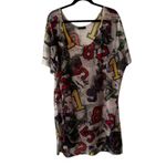 Blush  Women's Sheer Tunic Cover Up Mesh Number Print Short Sleeve V-Neck Beach Photo 4