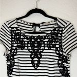 Anthropologie  Short Sleeve Scoop Neck‎ Dress Black White Embroidery Size XS Photo 1