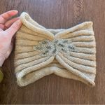 Charming Charlie  Beige Knitted Headband with Beaded Leaf Design Photo 5