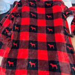 Victoria's Secret  PINK Red & Black Buffalo Plaid Robe Dog Pattern Women’s XS/S Photo 3