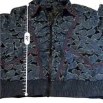 Anna Sui Floral Lace Denim Jacket Women’s Size Small Zip Front Collared Photo 10