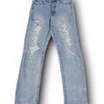 American Eagle Outfitters Stretch Mom Jeans Size 4 Destroyed Ripped Torn Distressed Photo 0