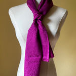 Italian Silk Wool Blend Scarf Fuchsia Pink Reversible Patterned Wrap Photo 0