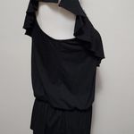 White House | Black Market WHBM Black Embellished Ruffle Sleeve Vneck Peplum Top Size Small Photo 4