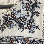 Max Studio  White Gauze Cotton Blend Blouse Embroidered XL Sleeveless Photo 2
