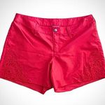 Athleta  Bright Red Coastal Eyelet Floral Cut-out Shorts Womens 6 Photo 0