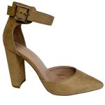Ninetin Gel Ankle Strap Buckle 4 inch Block Heel Pointed Closed Toe Shoes Size 7 Tan Photo 6