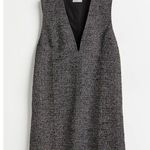 H&M Women's Gray Wool Sleeveless Herringbone Deep V-Neck Mini Vest Tank Dress S Photo 1